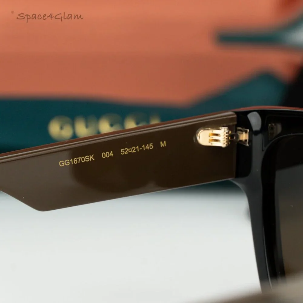 NEW Gucci GG1670SK 004 Black Green Brown Unisex Square Sunglasses GG 1670SK